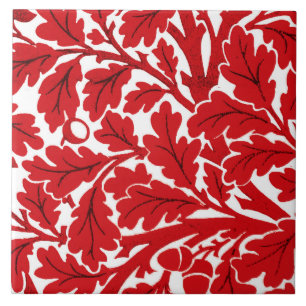 Azulejo Guillermo Morris Leaves de roble, rojo profundo y