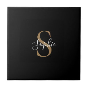 Azulejo Guión de monograma personalizado elegante personal