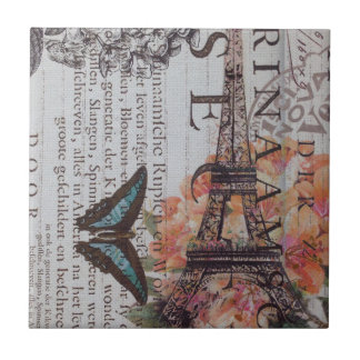 Azulejo guiones de periódicos antiguos Torre de los eiffel