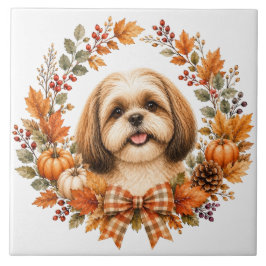 Azulejo Guirnalda de otoño Shih Tzu
