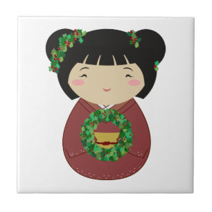 Azulejo Guirnalda del navidad de Kokeshi