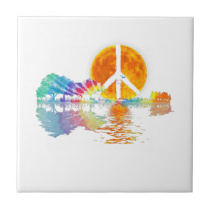 Azulejo Guitar Lake Shadow Peace Love Guitar Hippie