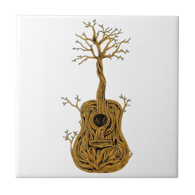 Azulejo Guitarra acústica árbol de camisas de la vida guit (Frente)