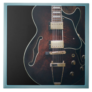 Azulejo Guitarra Eléctrica Sobre Negro