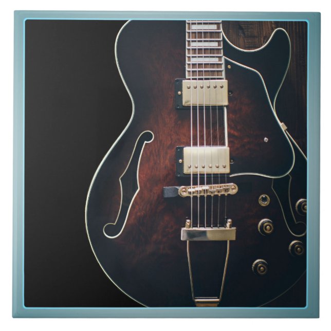 Azulejo Guitarra Eléctrica Sobre Negro (Frente)