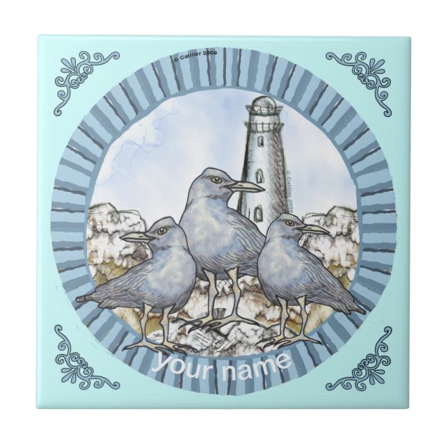 Azulejo Gulls Guide Lighthouse mosaico (Frente)