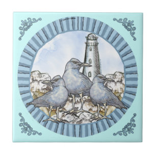 Azulejo Gulls Guide Lighthouse mosaico