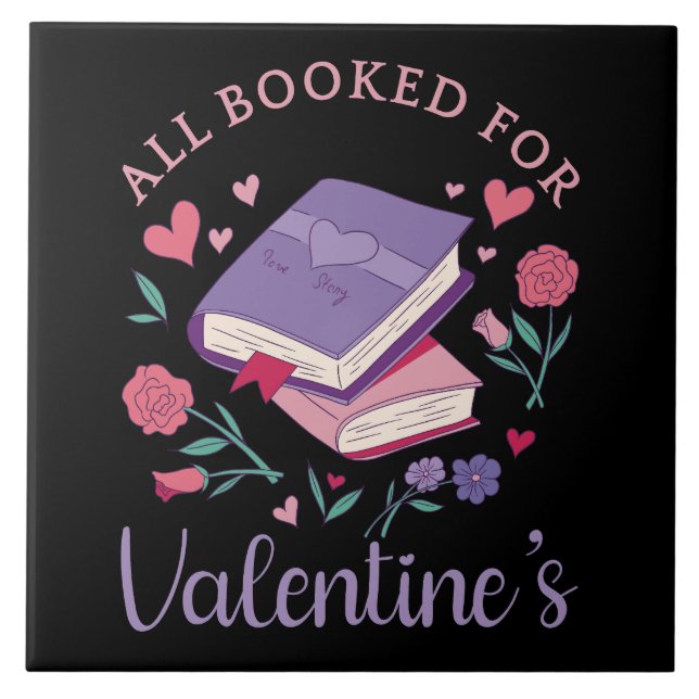 Azulejo Gusano de libros - Todo preparado para San Valentí (Frente)