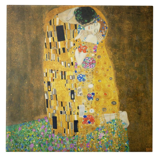 Azulejo Gustav Klimt La Pintura Art Nouveau del Kiss (Frente)