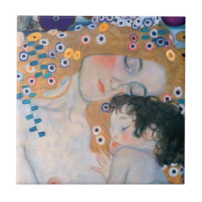 Azulejo Gustav Klimt - Madre e hijo (Frente)