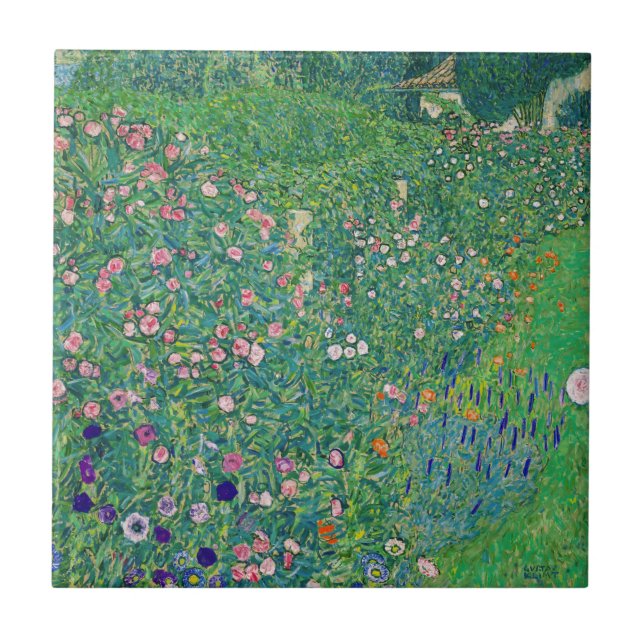 Azulejo Gustav Klimt - Paisaje de los jardines italianos (Frente)