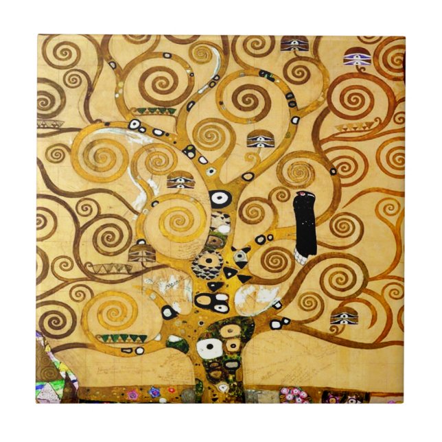 Azulejo Gustav Klimt Tree of Life: Simbolista Art Nouveau (Frente)