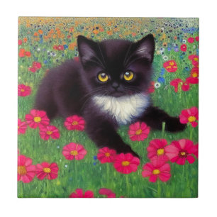 Azulejo Gustav Klimt Tuxedo Cat