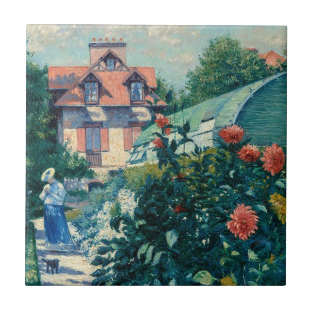 Azulejo Gustave Caillebotte - Dalias, Jardín (Frente)