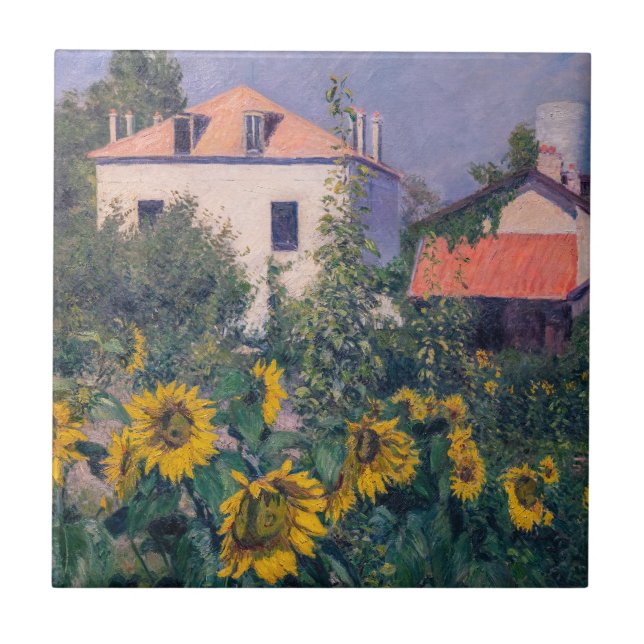 Azulejo Gustave Caillebotte - Girasoles, Jardín (Frente)