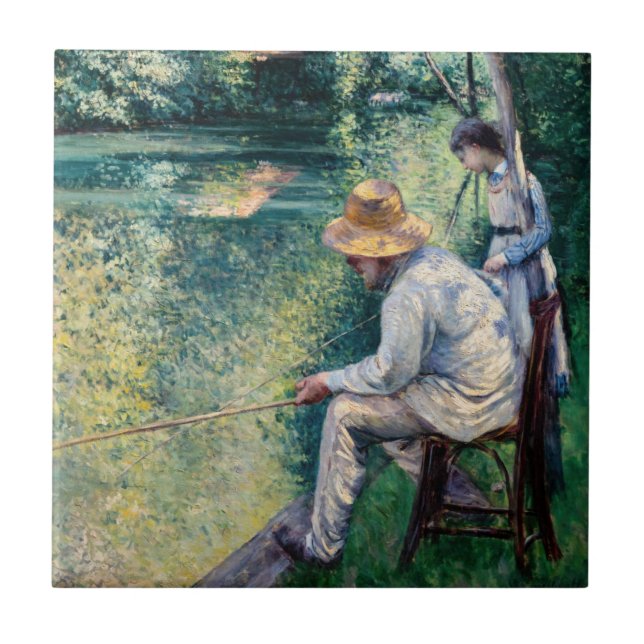 Azulejo Gustave Caillebotte - Pesca con caña (Frente)