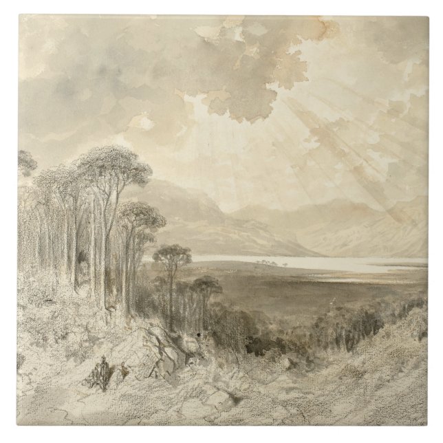 Azulejo Gustave Dore - Paisaje escocés (Frente)