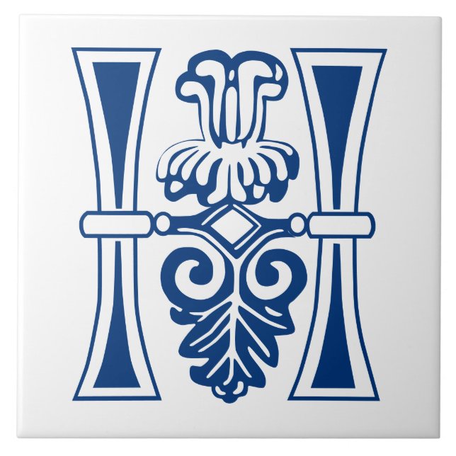 Azulejo H. H., capital medieval decorativa botánica (Frente)