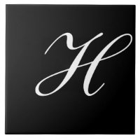 H Monograma Blanco inicial sobre negro