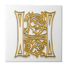 Azulejo H Monograma "Oro irlandés" Tile cerámico