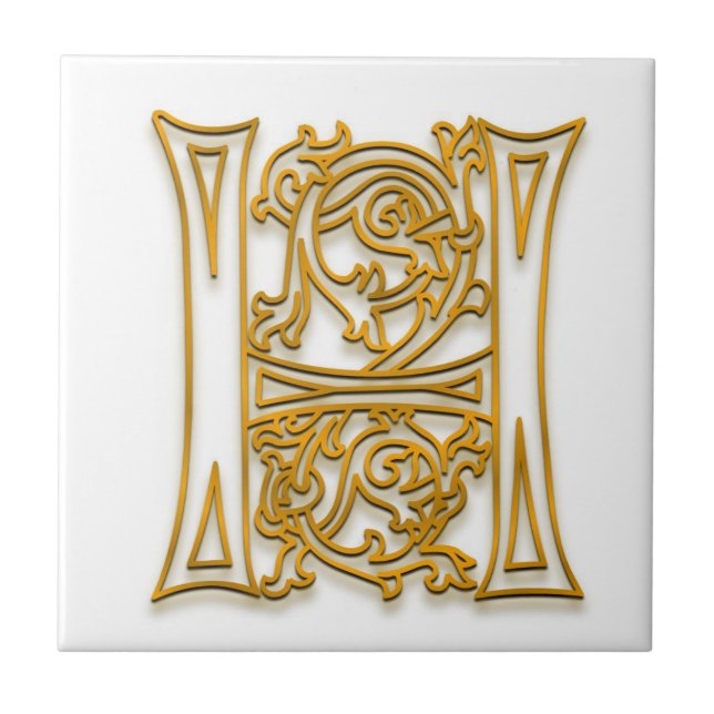 Azulejo H Monograma "Oro irlandés" Tile cerámico (Frente)