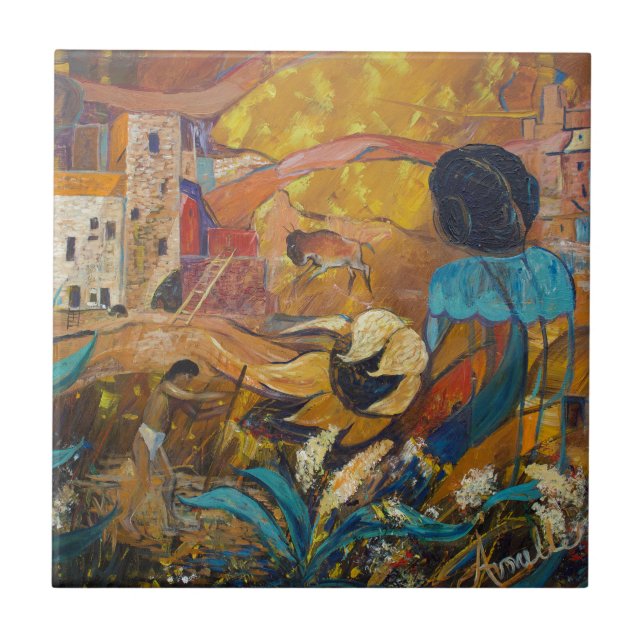 Azulejo Habitantes del acantilado (Frente)