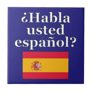 Azulejo ¿Hablas español? Bandera