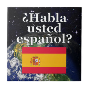 Azulejo ¿Hablas español? Bandera y Tierra
