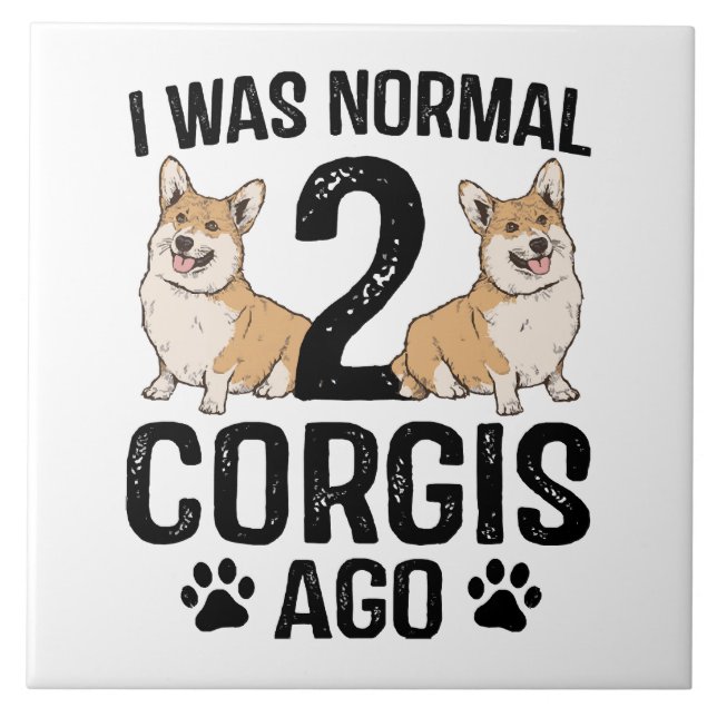 Azulejo Hace 2 Corgis Era Normal Perro (Frente)