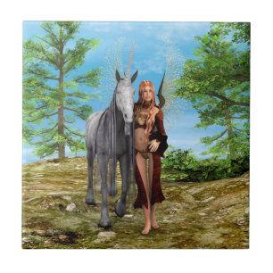 Azulejo Hada con Unicornio