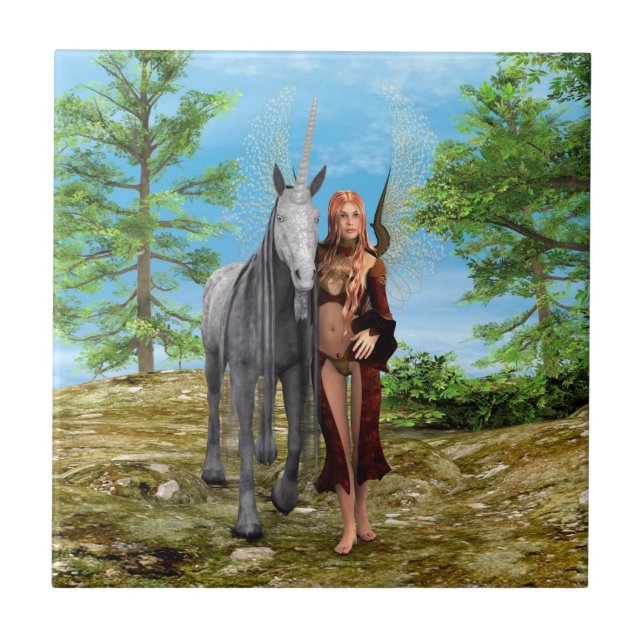 Azulejo Hada con Unicornio (Frente)
