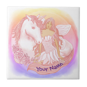 Azulejo Hada y Unicornio