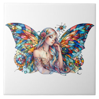 Azulejo Hadas de arte de fantasía inspirado en el vidrio d
