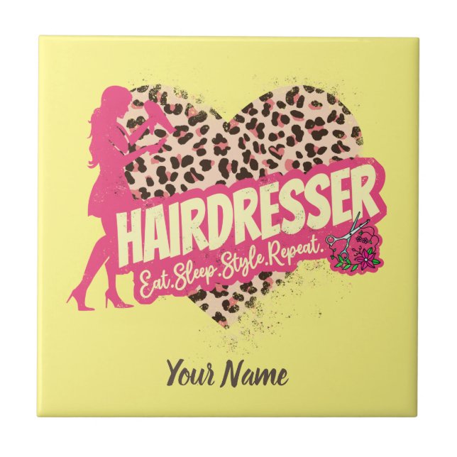 Azulejo Hairdresser Leopard Hair Hustler Hairstylist (Frente)