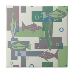 Azulejo Hakki ornamento con peces.