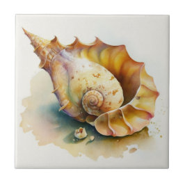 Azulejo Haliotis Conch Shell Watercolor Tile