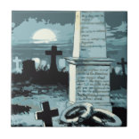 Azulejo Halloween antiguo, cementerio espeluznante con tum