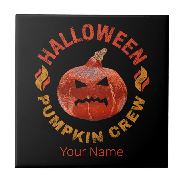 Azulejo Halloween Calabaza Cara de vestimenta retro Acción (Frente)