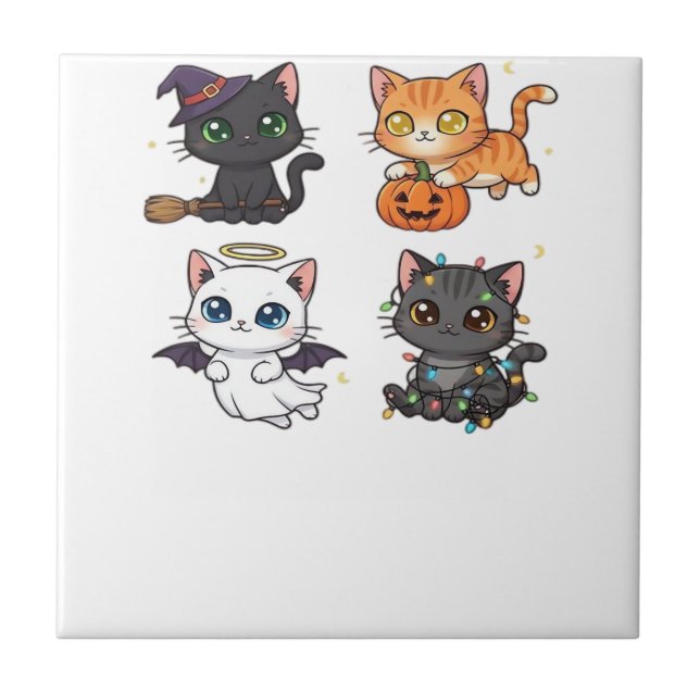 Azulejo Halloween Cat  Spooky and Stylish Feline-Inspired  (Frente)