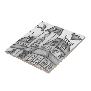 Azulejo Halloween de Haunted House y Bats