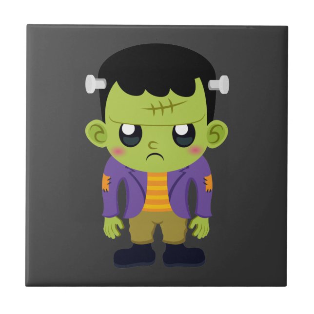 Azulejo Halloween de Monstruo Frankenstein Verde (Frente)