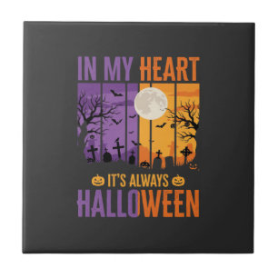 Azulejo Halloween en mi corazón cementerio espeluznante