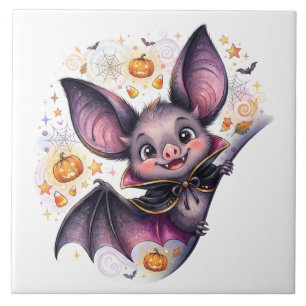 Azulejo Halloween espeluznante, murciélago que espía