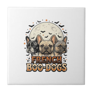 Azulejo Halloween Frenchie Boo Dogs Divertido Vintage_1