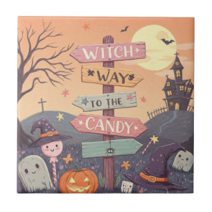 Azulejo Halloween Girly - Camino de bruja al dulce