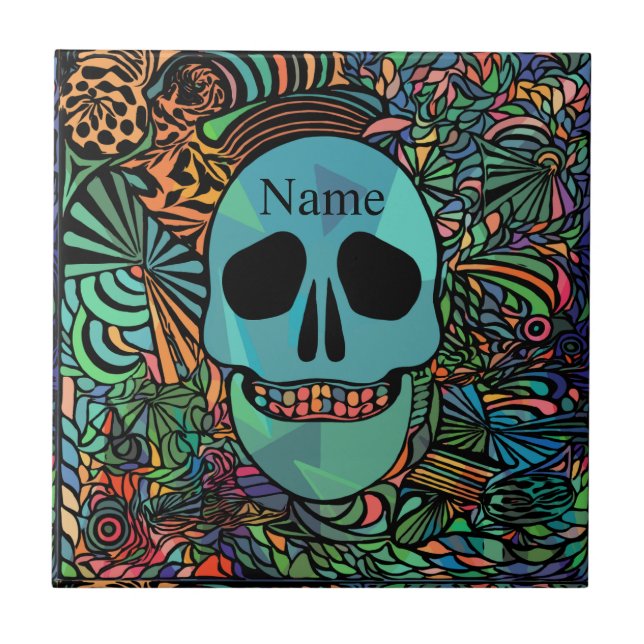 Azulejo Halloween Hippie Skull Thunder_Cove (Frente)
