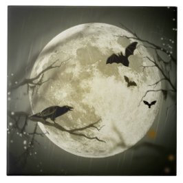 Azulejo Halloween Moon Spooky Crows