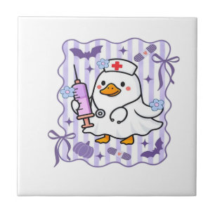 Azulejo Halloween Otoño Morado Coquette Ganso Enfermera Es