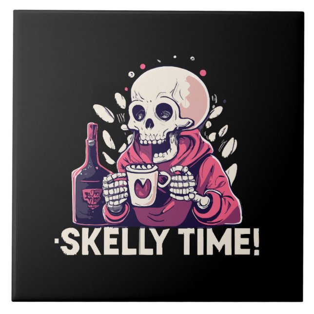 Azulejo halloween pero es hora de skelly (Frente)