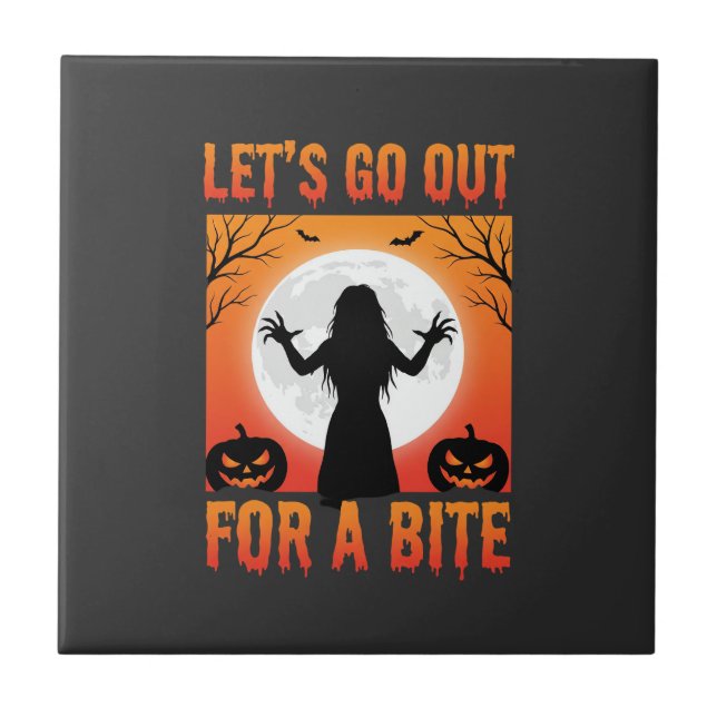Azulejo Halloween Salgamos a Morder Terror (Frente)